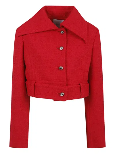 Patou Tweed Button Jacket In Red