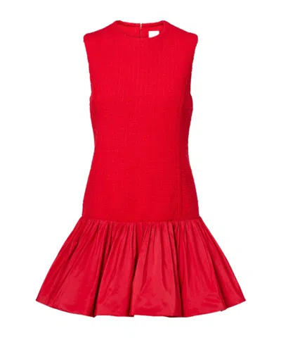 Patou Tweed And Faille Minidress In Red