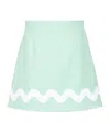 Patou Green Tweed A-line Miniskirt In Blue