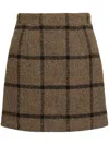 Patou Mini Skirt Wool Blend Checked Pattern In Brown