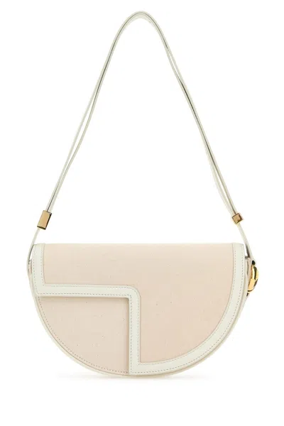 PATOU TWO-TONE CANVAS AND LEATHER LE PATOU SHOULDER BAG