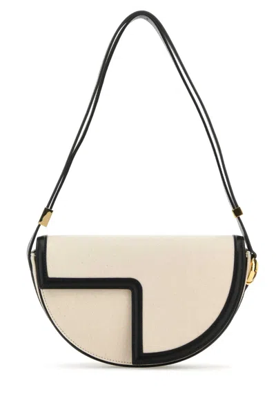 Patou Two-tone Canvas And Leather Le  Shoulder Bag In 999b