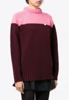 Patou Maroon Wool Two-tone Knitted Jumper In Maroon