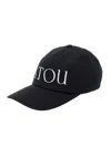 Patou Curved Peak Black Cap With Embroidered Logo In Black