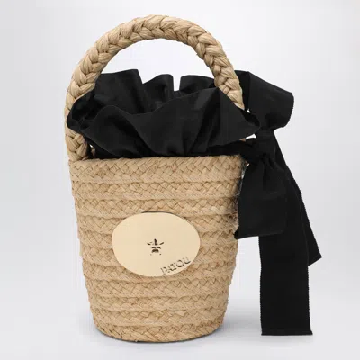 Patou Vanilla Straw Bucket With Logo In Brown