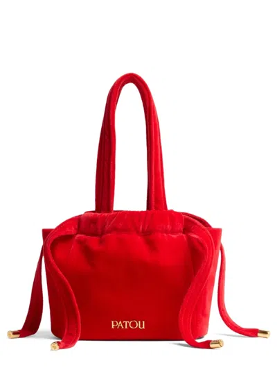 Patou Velvet Cotton Clutch In Red