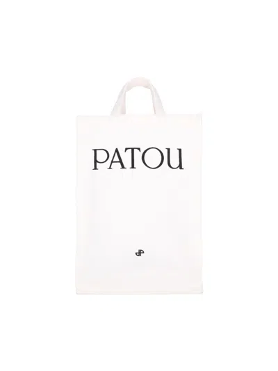 Patou Vertical Logo Tote Bag In White