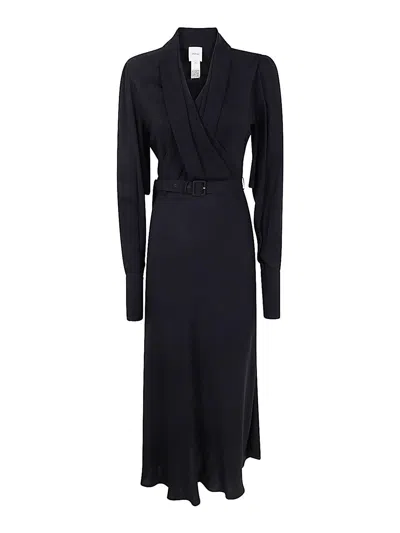 Patou Draped Maxi Day Dress In Black