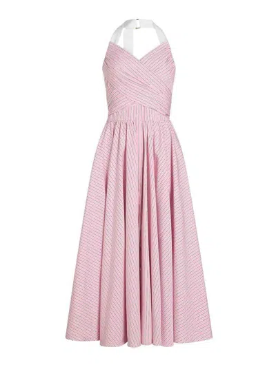Patou Cotton Midi Dress With Open Back In Neutral