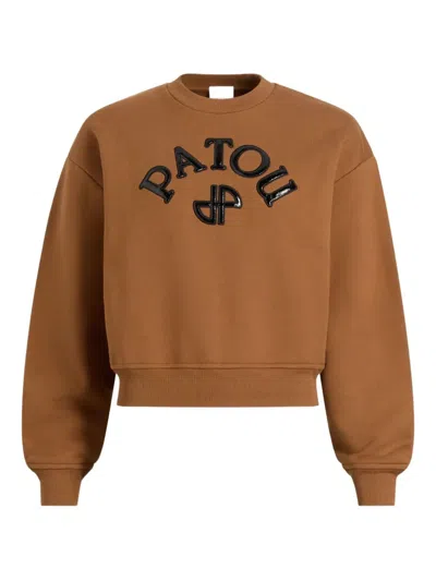 Patou Vinyle Logo Fleece Sweatshirt Clothing In Brown