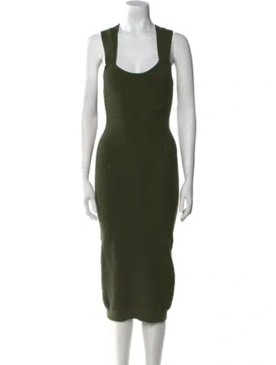 Pre-owned Patou Virgin Wool Midi Length Dress In Green