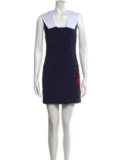 Pre-owned Patou Virgin Wool Mini Dress In Blue