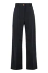 Patou Wide Leg High Waist Trousers With Belt Loops In Black
