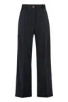 Patou Wide Leg High Waist Trousers With Belt Loops In Black