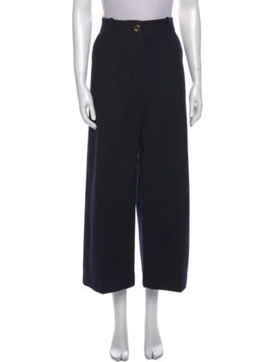 Pre-owned Patou Virgin Wool Wide Leg Pants In Black