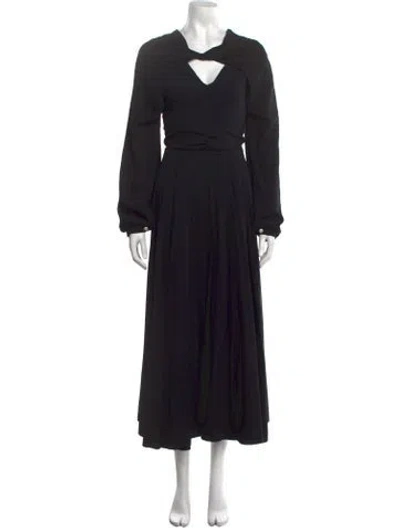 Pre-owned Patou V-neck Long Dress In Black