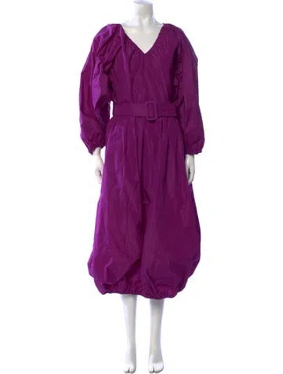 Pre-owned Patou V-neck Long Dress In Purple