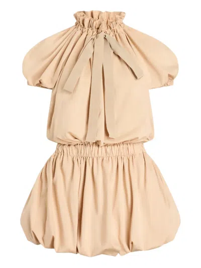Patou Volume-ruffled Mini Dress In Neutral