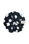 Patou Volume Scrunchie In Printed Recycled Ottoman Faille In Navy Blue Dot