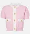 Patou Waffle Knit Cropped Cardigan In Cotton In Pink