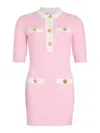 Patou Ribbed Texture Knee Length Dress With Gold-tone Buttons In Pink