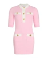Patou Ribbed Texture Knee Length Dress With Gold-tone Buttons In Pink