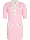 Patou Ribbed Texture Knee Length Dress With Gold-tone Buttons In Rosa