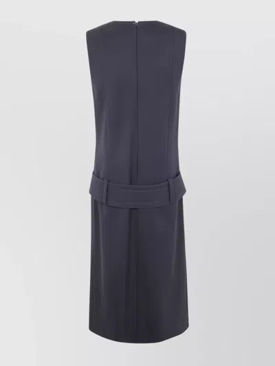 Patou Waist Belted Sleeveless Midi Dress In Blue