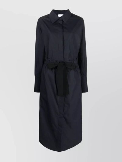 Patou Belted Long-sleeve Shirt Dress In Blue