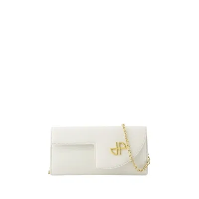 PATOU PATOU WALLET ON CHAIN - LEATHER - WHITE