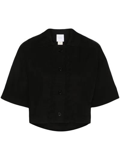 Patou Wave-appliqué Cropped Shirt In Black