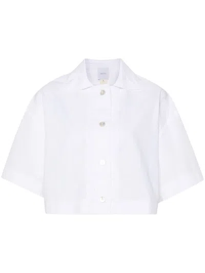 Patou Wave-appliqué Cropped Shirt In White