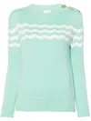 Patou Wave-pattern Crew-neck Jumper In 绿色