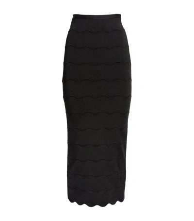 Patou Wave Midi Skirt In Black