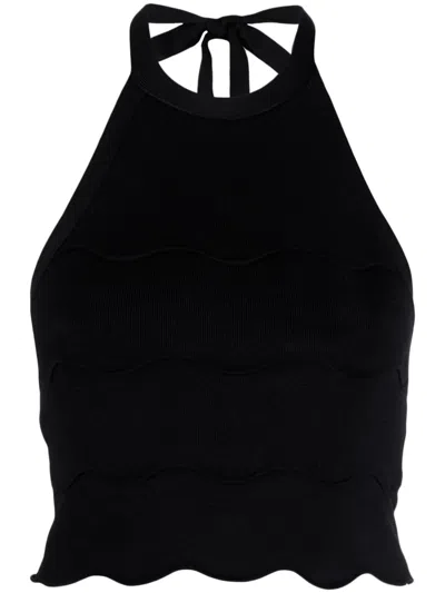 Patou Wave Halterneck Top In Schwarz