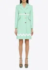 Patou Single-breasted Mint Green Cotton Coat In Green