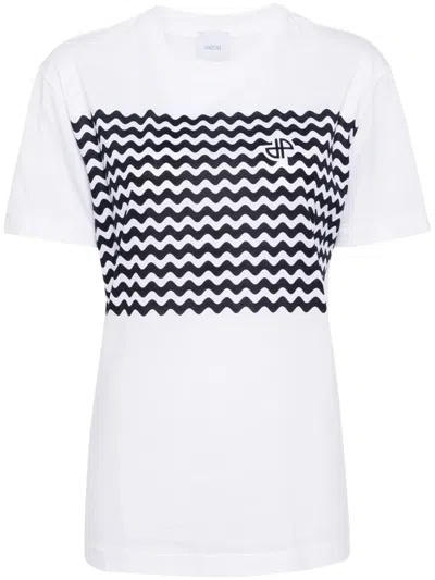 Patou Zig-zag Cotton T-shirt In White