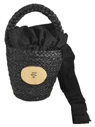 Patou Weave Bucket Bag In Black