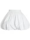 Patou Balloon Silhouette Pleated Skirt With Elastic Waistband In White