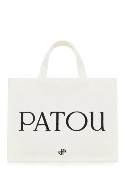 Patou White Canvas Shopping Bag