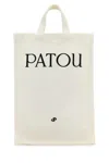 Patou Canvas Shopping Bag Top Handles In White
