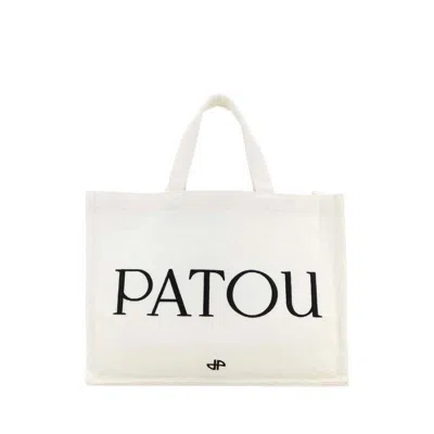 Patou White Canvas Shopping Bag Exterior: Cotton Borse A Mano