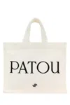 PATOU WHITE CANVAS SMALL TOTE PATOU SHOPPING BAG