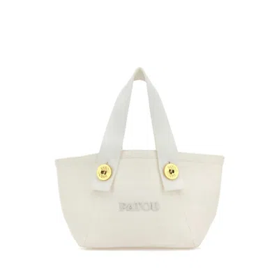Patou White Canvas Trapeze Handbag