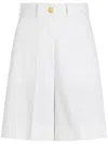 Patou White Casual High-waisted Shorts With Gold Button In White