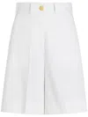 Patou White Casual High-waisted Shorts With Gold Button