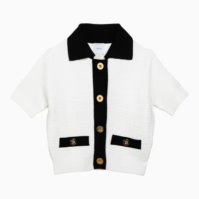 PATOU PATOU WHITE COTTON CARDIGAN WITH GOLD BUTTONS