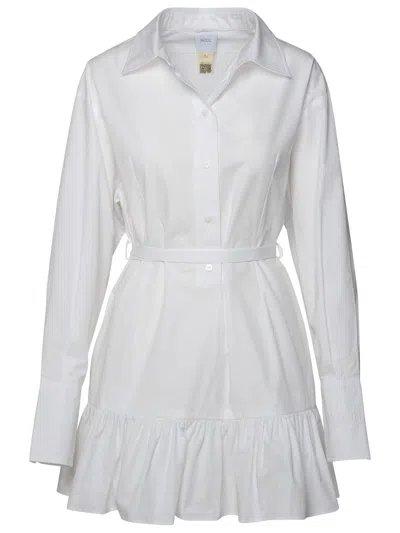 Patou Long-sleeved Ruffled Mini Shirtdress In White