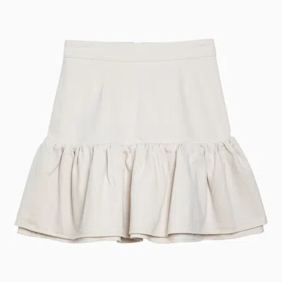 Patou White Cotton Flounced Mini Skirt In Neutral