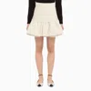 Patou White Cotton Flounced Mini Skirt In White